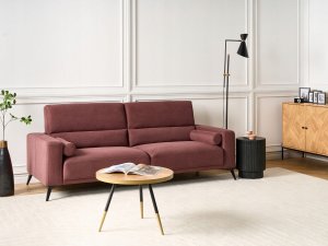 Beliani Sofa 3-osobowa burgundowa ANGE 2