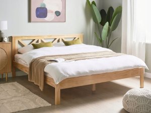 Beliani Łóżko Drewno TANNAY 180 x 200 cm Jasnobrązowy 2