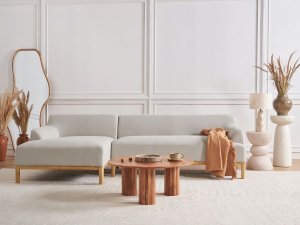 Beliani Narożnik prawostronny jasnobeżowy SOSJO 2