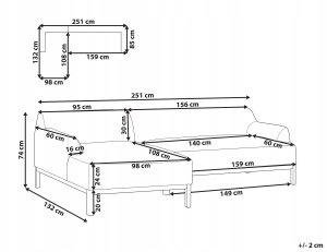 Beliani Narożnik prawostronny czarny SOSJO 3
