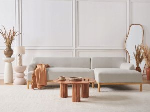 Beliani Narożnik lewostronny jasnobeżowy SOSJO 2