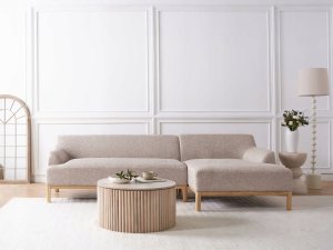 Beliani Narożnik lewostronny jasnobrązowy SOSJO 2