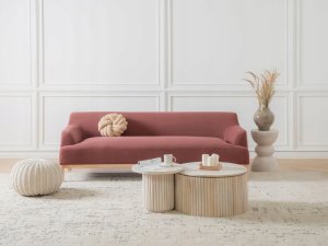 Beliani Sofa 3-osobowa burgundowa SOSJO 2