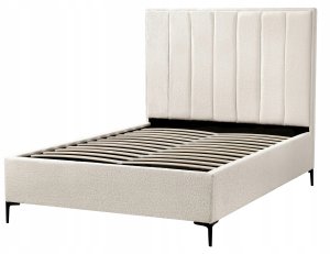 Beliani Łóżko z pojemnikiem Boucle SEZANNE 140 x 200 cm Złamana biel 4