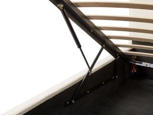 Beliani Łóżko z pojemnikiem Boucle SEZANNE 140 x 200 cm Złamana biel 9