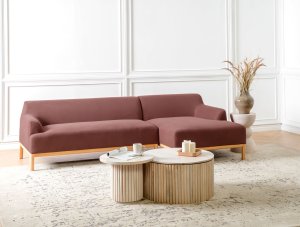 Beliani Narożnik lewostronny burgundowy SOSJO 2