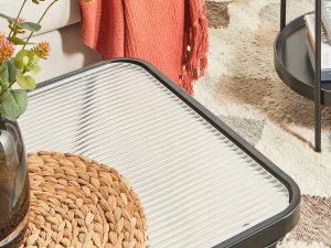 Beliani Stolik kawowy z półką szklany czarny BLAIR 4