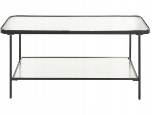 Beliani Stolik kawowy z półką szklany czarny BLAIR 5