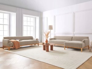 Beliani Sofa 3-osobowa beżowoszara SOSJO 11