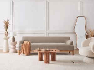 Beliani Sofa 3-osobowa beżowoszara SOSJO 2