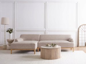 Beliani Narożnik prawostronny jasnobrązowy SOSJO 2