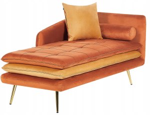 Beliani Szezlong welurowy prawostronny pomarańczowy GONESSE 4