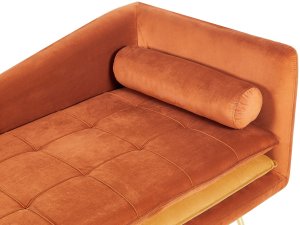 Beliani Szezlong welurowy prawostronny pomarańczowy GONESSE 6