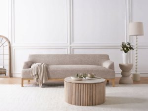 Beliani Sofa 3-osobowa jasnobrązowa SOSJO 2