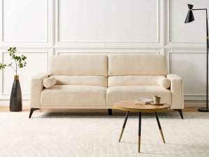 Beliani Sofa 3-osobowa boucle złamana biel ANGE 2