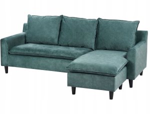 Beliani Narożnik welurowy lewostronny lazurowy ELVENES 4