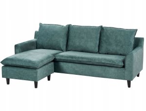 Beliani Narożnik welurowy prawostronny lazurowy ELVENES 4