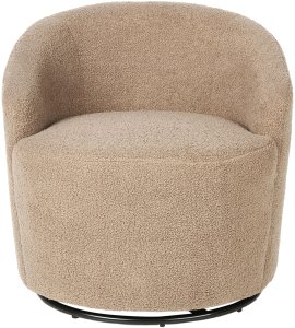Beliani Fotel obrotowy DAVIK Boucle Beżowoszary 5