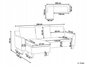 Beliani Narożnik prawostronny jasnoszary ELVENES 3