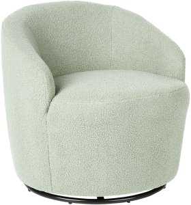 Beliani Fotel obrotowy DAVIK Boucle Jasnozielony 3