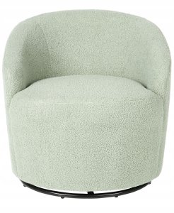 Beliani Fotel obrotowy DAVIK Boucle Jasnozielony 4