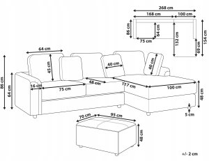 Beliani Narożnik z otomaną lewostronny jasnobeżowy KOHLO 3
