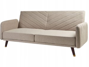 Beliani Sofa rozkładana len syntetyczny jasnobrązowa SENJA 4