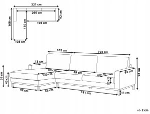 Beliani Narożnik prawostronny sztruksowy jasnobeżowy SIGGARD 3
