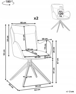 Beliani Zestaw 2 krzeseł do jadalni Obrotowy AVELAR Miętowy 3