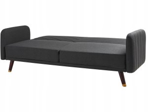 Beliani Sofa rozkładana len syntetyczny czarna SENJA 5