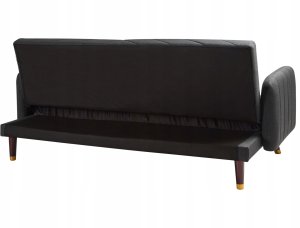 Beliani Sofa rozkładana len syntetyczny czarna SENJA 6