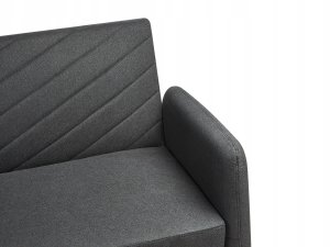 Beliani Sofa rozkładana len syntetyczny czarna SENJA 8