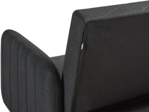 Beliani Sofa rozkładana len syntetyczny czarna SENJA 9