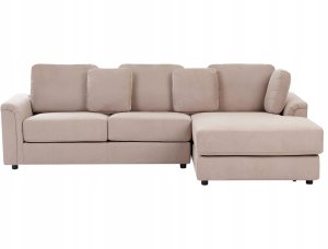 Beliani Narożnik z otomaną lewostronny beżowoszary KOHLO 5