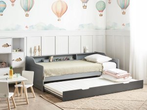 Beliani Łóżko wysuwane Drewno EDERN 90 x 200 cm Szary 3