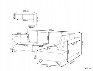 Beliani Narożnik sztruksowy lewostronny brązowy LUNNER 3