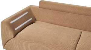 Beliani Narożnik sztruksowy lewostronny brązowy LUNNER 8