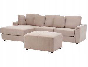 Beliani Narożnik z otomaną prawostronny beżowoszary KOHLO 4