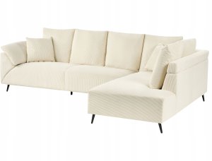 Beliani Narożnik sztruksowy lewostronny jasnobeżowy LUNNER 3