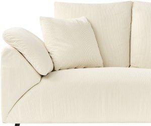 Beliani Narożnik sztruksowy lewostronny jasnobeżowy LUNNER 4