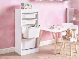 Beliani Regał z 4 pojemnikami biały TOBIN 4