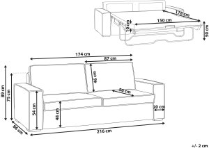 Beliani Sofa rozkładana boucle złamana biel VUOKATTI 3