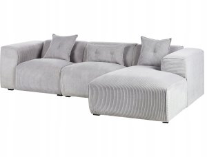 Beliani Narożnik sztruksowy lewostronny jasnoszary DOLVA 2