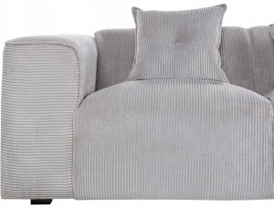 Beliani Narożnik sztruksowy lewostronny jasnoszary DOLVA 3