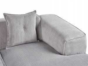 Beliani Narożnik sztruksowy lewostronny jasnoszary DOLVA 4