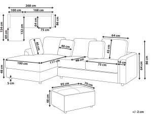 Beliani Narożnik z otomaną prawostronny jasnobeżowy KOHLO 3