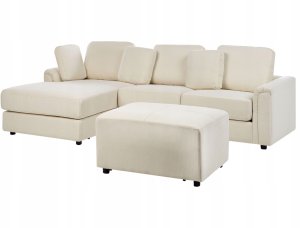 Beliani Narożnik z otomaną prawostronny jasnobeżowy KOHLO 4