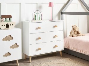 Beliani Komoda jasne drewno z białym CLOUDY 2