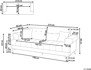 Beliani Sofa 3-osobowa jasnobrązowa SKIVE 2