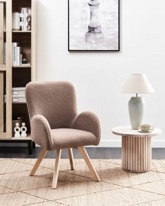 Beliani Fotel BJARN Boucle Brązowy 2